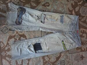 VTG DIY Wide-Leg Flare Jeans XL/XXL: STREET CRUST PUNK BIKER MOTO THRASHED Y2K